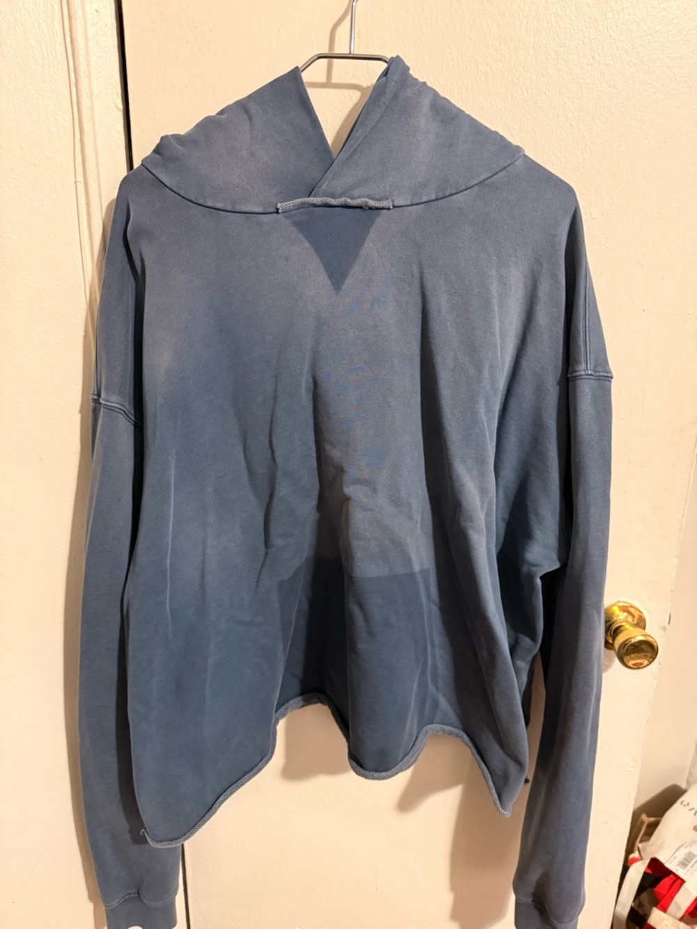 Maison Martin Margiela muted blue knit hooded sweater